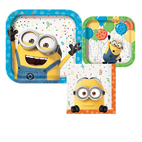 Despicable Me 3 Party Bundle- 8 Dinner Plates, 8 small Plates and 16 Napkins