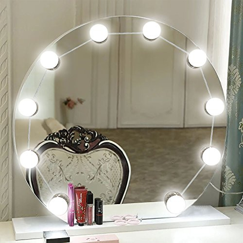 Vanity Mirror Lights, comkes Upgrade Makeup Mirror Lights Hollywood Styles Led Vanity Mirror Light Kit with 10 Dimmable Bulbs for Vanity Table and Bathroom Dressing Room Mirrors (Old Size)