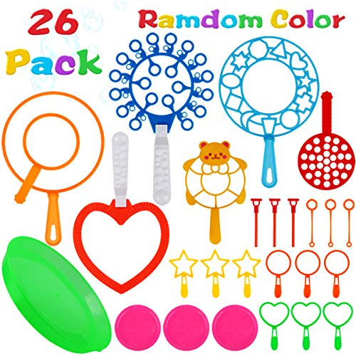 Bubble Wands Set, Aitey 26 Pack Giant Bubble Wands Toy Set Large Bubble Wand Bulk for Kids, Assortment of Bubble Wands for Summer Outdoor Activity Party Favors