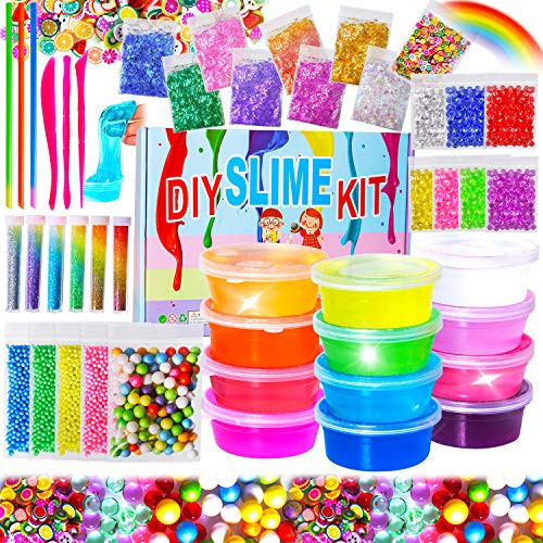 Amandir DIY Slime Kit - Slime Supplies Make Your Own Slime for Kids, Include Crystal Slime, Glitter Powder, Foam Balls, Fishbowl Beads, Sugar Paper, Fruit Slices, Slime Making Kit for Girls Boys Amandir DIY Slime Kit - Slime Supplies Make Your Own Slime for Kids, Include Crystal Slime, Glitter Powder, Foam Balls, Fishbowl Beads, Sugar Paper, Fruit Slices, Slime Making Kit for Girls Boys