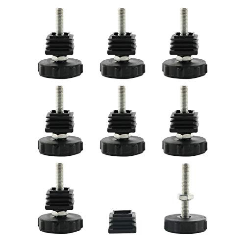 uxcell M8 Leveling Feet 25 x 25mm Square Tube Inserts Kit Furniture Glide Adjustable Leveler for Table Desk Leg 8 Sets