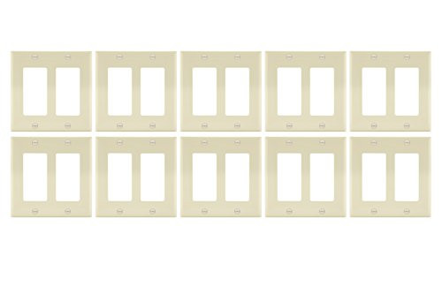 ENERLITES Decorator Light Switch or Receptacle Outlet Wall Plate, Size 2-Gang 4.50" x 4.57", Unbreakable Polycarbonate Thermoplastic, UL Listed, 8832-LA-10PCS, Light Almond (10 Pack)