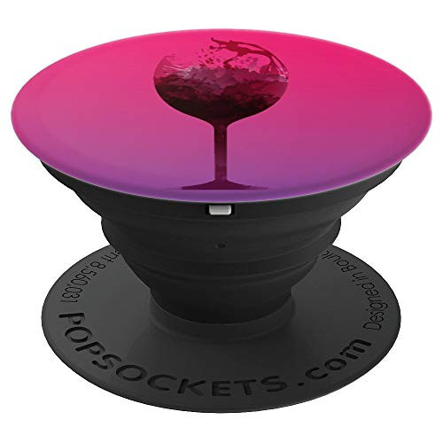Red Wine Glass On Purple Red Ombre Background - PopSockets Grip and Stand for Phones and Tablets
