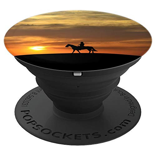 Ever Pretty Sunset With Horseback Riding Silhouette On Hill - PopSockets Grip and Stand for Phones and Tablets