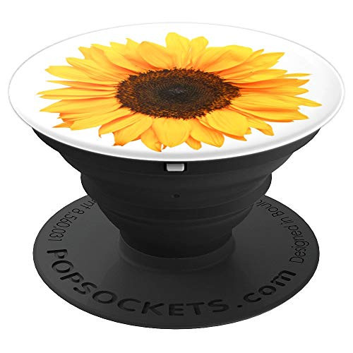 Yellow Sunflower Pop Socket On White Background - PopSockets Grip and Stand for Phones and Tablets