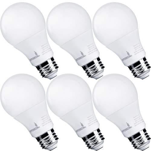 Hyperikon LED Light Bulbs A19 60 Watt Equivalent LED Bulbs, 9W, 3000K, Non-Dimmable, 6 Pack