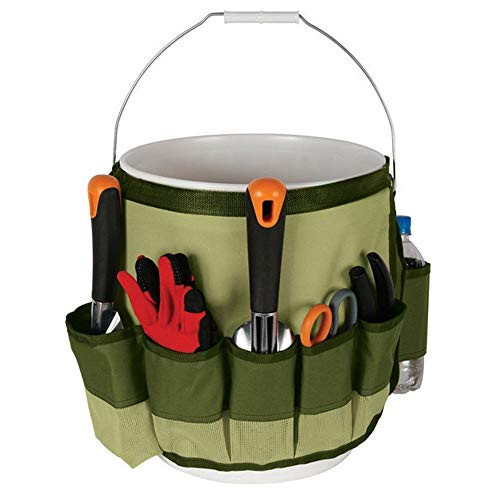 SYOOY Garden Bucket Caddy Bag Yard Tool Carrier Holder Organizer with 10 Pockets for Home Outdoor Lawn
