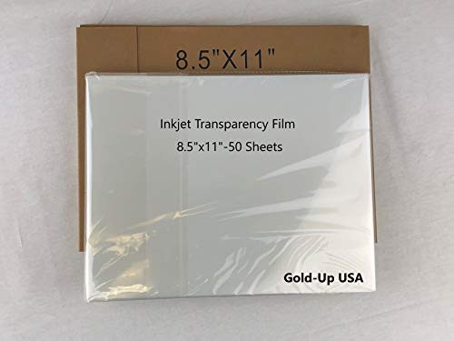 8.5 x 11 Inch Waterproof Inkjet Transparency Film for Silk Screen Printing - 1 Pack (50 Sheets)