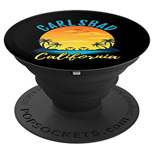 Carlsbad, California Beach Sunset Palm Trees Ocean Surf - PopSockets Grip and Stand for Phones and Tablets