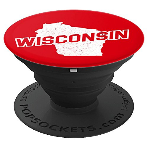 Wisconsin - Vintage Red and White State Map - PopSockets Grip and Stand for Phones and Tablets