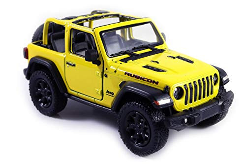 HCK Jeep Wrangler Rubicon 4x4 Convertible Off Road Exploration Diecast Model Toy Car Yellow