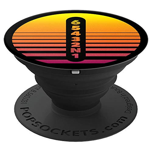 Motorcycle Gears 80's Vaporwave Sunset Silhouette & Grids - PopSockets Grip and Stand for Phones and Tablets