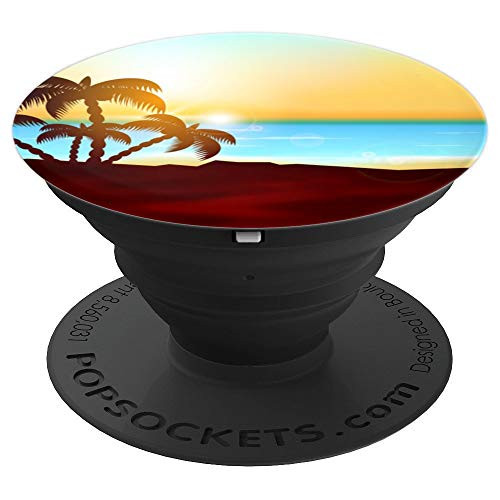 Beach Background Sunset Sunrise Palm Trees - PopSockets Grip and Stand for Phones and Tablets
