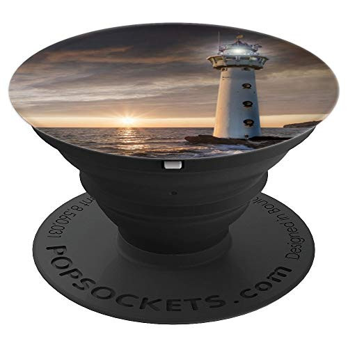 Lighthouse Glow Evening Sunset Ocean Sea Horizon - PopSockets Grip and Stand for Phones and Tablets