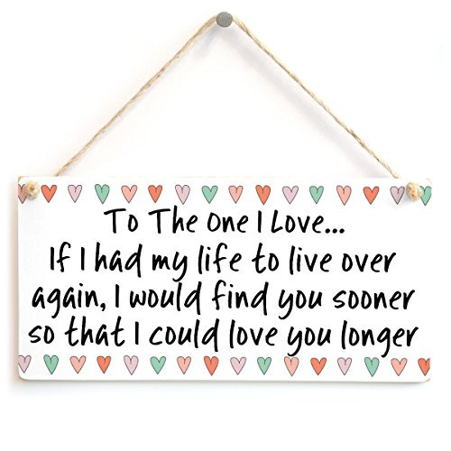 Meijiafei to The One I Love If I had My Life to Live Over Again, I Would find You Sooner so That I Could Love You Longer - Sweet Little Sign Gift for Loved One 10"x5"