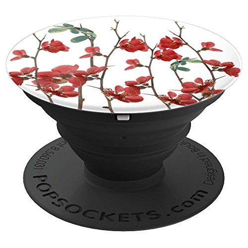 Red Floral Flowers stems Leaves on White Background - PopSockets Grip and Stand for Phones and Tablets Red Floral Flowers stems Leaves on White Background - PopSockets Grip and Stand for Phones and Tablets
