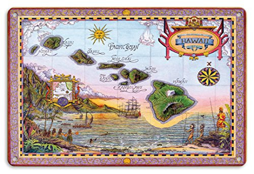 Pacifica Island Art 8in x 12in Vintage Tin Sign - Map of Old Hawaii - The Islands of Hawaii by Steve Strickland
