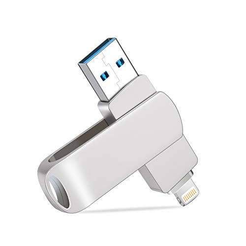iPhone USB 3.0 Flash Drive 32GB, RAOYI Metal 32gb USB Thumb Drive 3.0 Memory Stick iOS Jump Drives Lightning External Storage for iPhone iPad MacBook PC, Laptops etc, Silver
