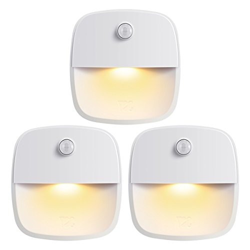 AMIR Motion Sensing Light, Cordless Battery-Powered LED Night Light, Wall Light, Magnet Closet Lights, Safe Lights for Stairs, Hallway, Bathroom, Kitchen, Cabinet (3 Pack, Warm White)