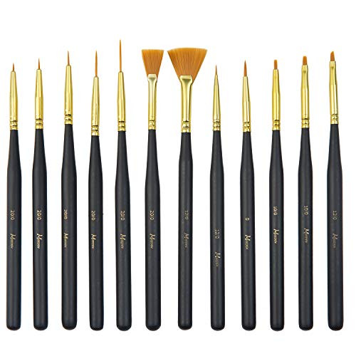 MEEDEN Micro Detail Paint Brush Set, 12 PCS Tiny Professional Detail Painting Kit Miniature Art Brushes for Watercolor Oil Acrylic, Craft Models Rock Painting