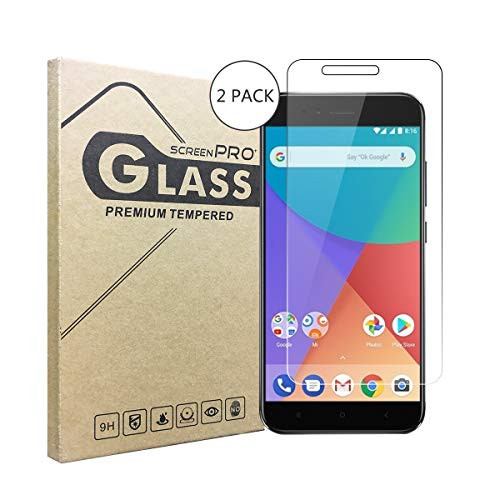 (2 Pack) Xiaomi MI A1 Screen Protector?[Thickness 0.3mm] [9H Hardness] [Bubble Free] [Easy to Install] [Anti-Scratch] 2.5D Round Edge Tempered Glass Screen for Xiaomi MI A1