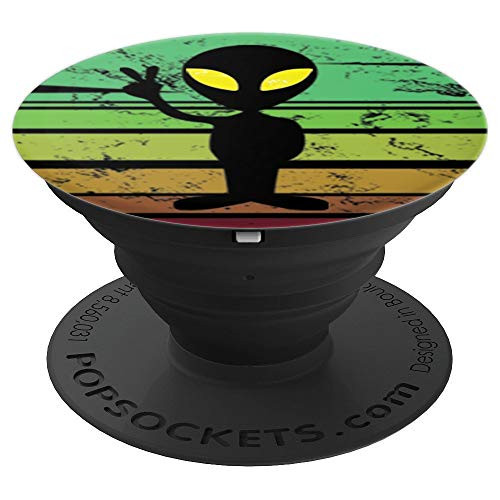 Space Alien Peace Retro Vintage Sunset Accessory PopSockets Grip and Stand for Phones and Tablets