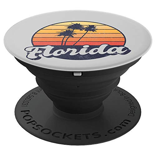 Florida Retro Style Distressed Tropical Sunset PopSockets Grip and Stand for Phones and Tablets