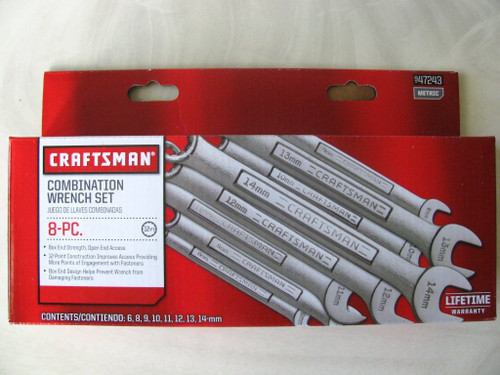Craftsman 8 Piece Metric 12 Point Combination Wrench Set, 9-47243