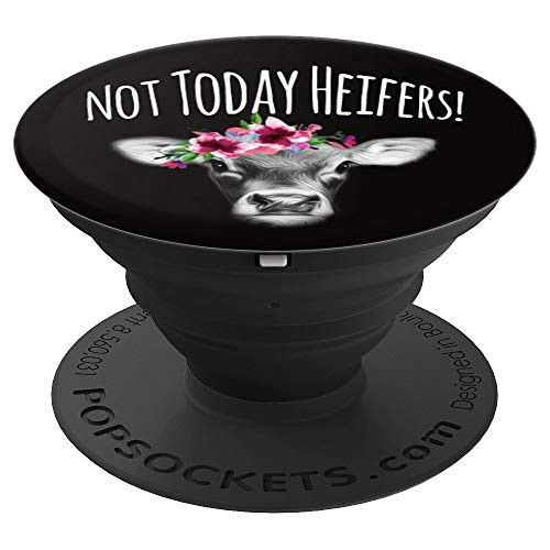 Not Today Heifers! PopSockets Grip Heifer Face with Flowers - PopSockets Grip and Stand for Phones and Tablets