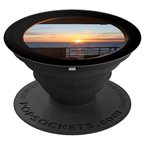 Pretty Sunset thru Cruise Ship Cabin Portal - PopSockets Grip and Stand for Phones and Tablets