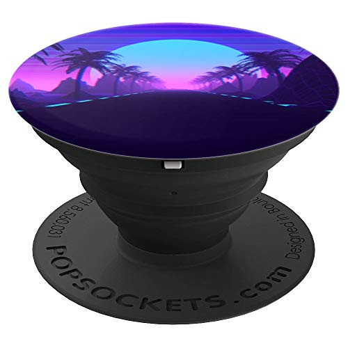 Retro 80's Palm Trees Sunset | Vintage 1980s Purple - PopSockets Grip and Stand for Phones and Tablets Retro 80's Palm Trees Sunset | Vintage 1980s Purple - PopSockets Grip and Stand for Phones and Tablets