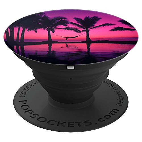 Relax Mood Palm Trees Beautiful Pink Sunrise Sundown Sunset - PopSockets Grip and Stand for Phones and Tablets