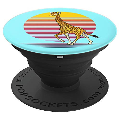 Realistic Giraffe 80s Retro-style Sunset  PopSockets Grip and Stand for Phones and Tablets
