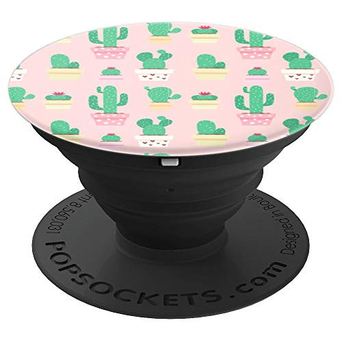 Pink Cacti Pattern in Pots | Gift for Girls - PopSockets Grip and Stand for Phones and Tablets
