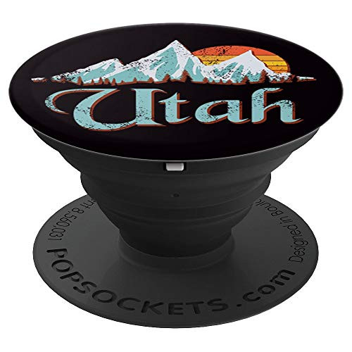 Utah with Sunset and Mountains on Black - PopSockets Grip and Stand for Phones and Tablets
