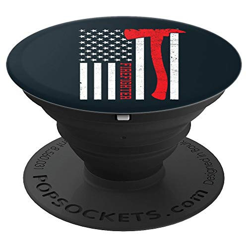 Fireman Red Line Firefighter USA Pride Flag Father Gift Idea PopSockets Grip and Stand for Phones and Tablets