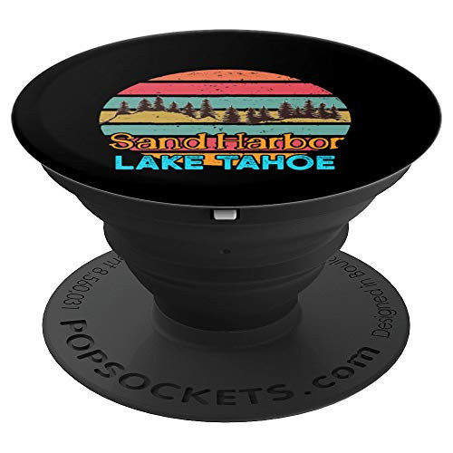 Lake Tahoe Sand Harbor Retro Sunset PopSockets Grip and Stand for Phones and Tablets