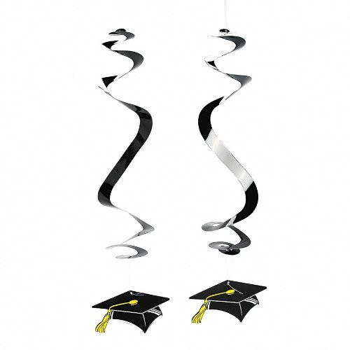 Fun Express Graduation Cap Dangling Swirls (2 Dozen)