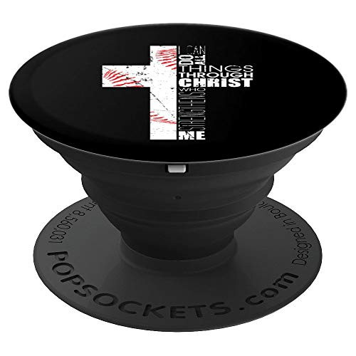 Philippians 4:13 Baseball Cross Gifts Christian Bible Verse PopSockets Grip and Stand for Phones and Tablets