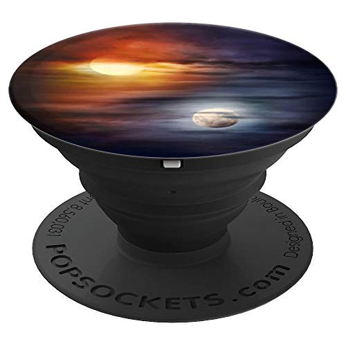 Sun Moon Cloudy Yin Yang, Stars Solar Ying Yang, Sunset Zen - PopSockets Grip and Stand for Phones and Tablets