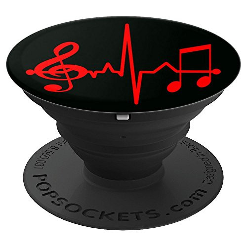 Clef Red Music Notes Musician Gift - PopSockets Grip and Stand for Phones and Tablets
