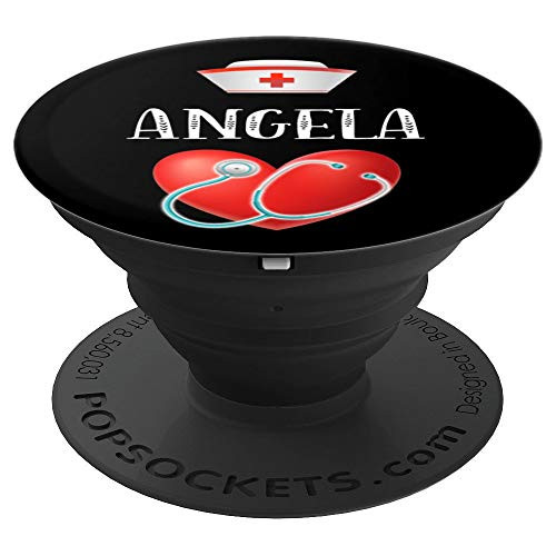 Angela Gift Nurse RN LPN APN NP CNS Red Heart Stethoscope - PopSockets Grip and Stand for Phones and Tablets