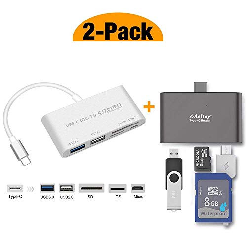 Hub USB 3.0 Type C Card Reader USB C,Asltoy 6in1 High Speed USB Hub + 5in1 SD TF Type C Flash Memory Card Reader OTG Function Micro SDfor PC Laptop MacBook USB Cable OTG (Type C+Reader Gray)