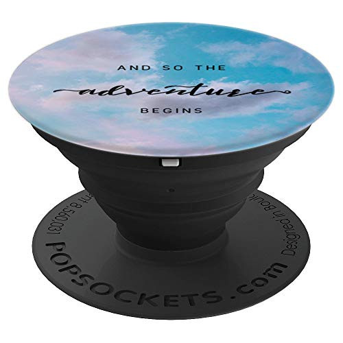 Adventure Begins Quote Turquoise Sky Sunset by Nature Magick - PopSockets Grip and Stand for Phones and Tablets