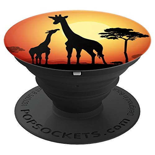 Sunset View of the African Giraffe Safari - PopSockets Grip and Stand for Phones and Tablets