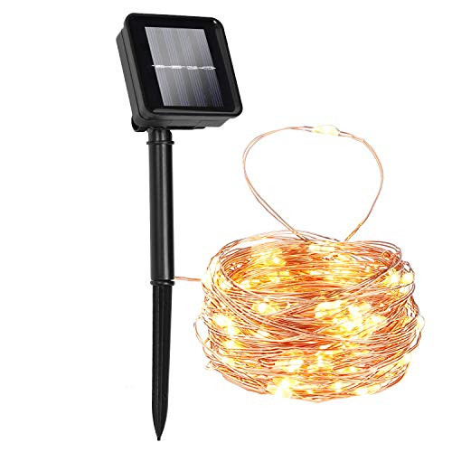 WAAO Solar String Lights, 33ft 100LED Outdoor String Lights, 8 Modes Waterproof Decorative Fairy String Lights for Patio, Garden, Gate, Yard, Party, Wedding, Christmas (Warm White) WAAO Solar String Lights, 33ft 100LED Outdoor String Lights, 8 Modes Waterproof Decorative Fairy String Lights for Patio, Garden, Gate, Yard, Party, Wedding, Christmas (Warm White)