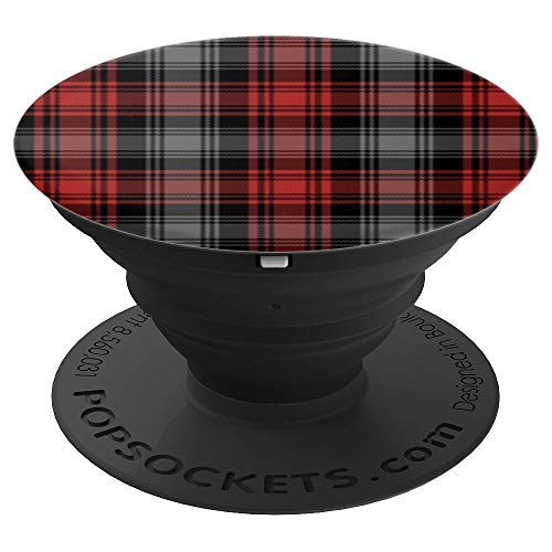 Vintage Gray Red Black Plaid Buffalo Check Gingham Pattern - PopSockets Grip and Stand for Phones and Tablets