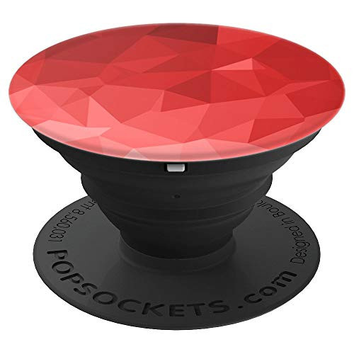 Red - Abstract Artistic  Geometric Mosaic Polygon Pattern - PopSockets Grip and Stand for Phones and Tablets