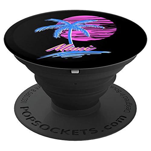 Maui Vaporwave Synth Outrun Sunset 80s Beach Retro Summer PopSockets Grip and Stand for Phones and Tablets