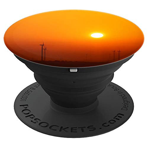 Orange Sunset PopSockets Grip with Windmills Landscape - PopSockets Grip and Stand for Phones and Tablets